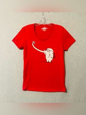 Threadless kids-Girls  Red Tee with White Elephant Graphic Sz XL